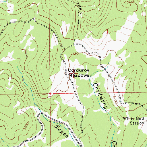 Topographic Map of Corduroy Meadows, ID