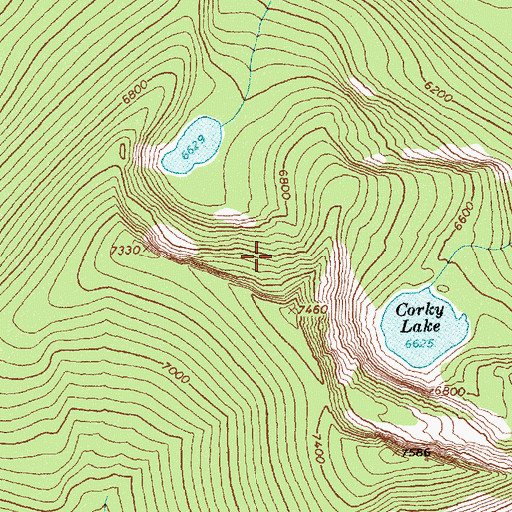 Topographic Map of Corky Lake, ID