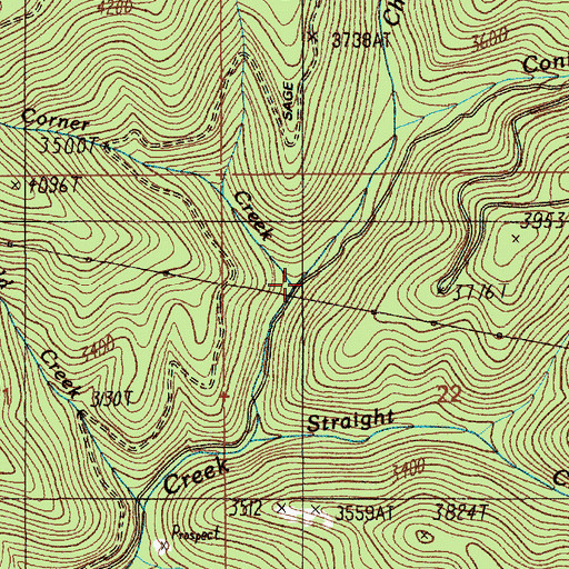 Topographic Map of Corner Creek, ID