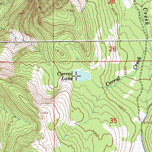 Topographic Map of Corral Lake, ID