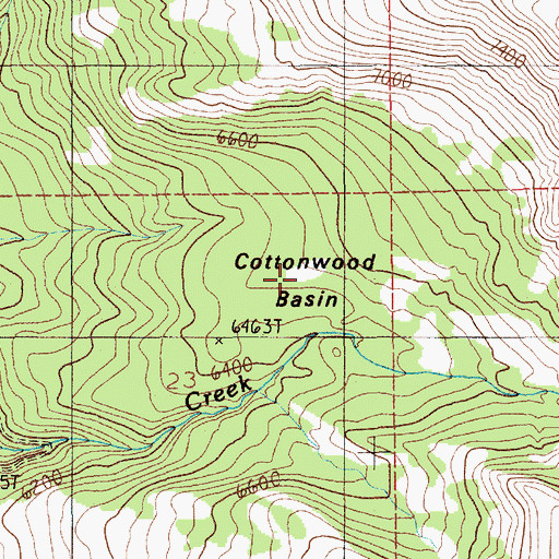 Topographic Map of Cottonwood Basin, ID