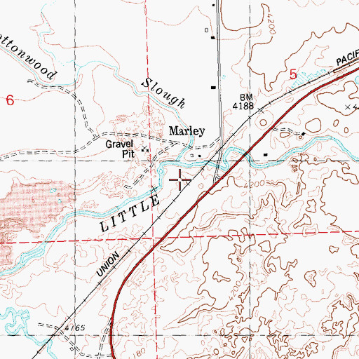Topographic Map of Cottonwood Slough, ID
