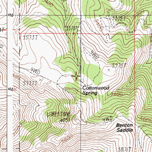 Topographic Map of Cottonwood Spring, ID