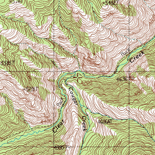 Topographic Map of Cougar Creek, ID
