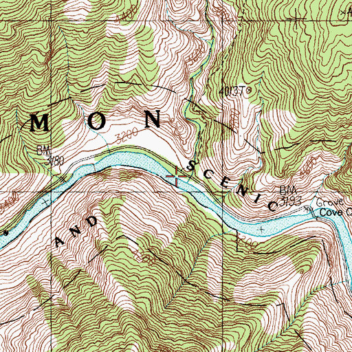 Topographic Map of Cove Creek, ID