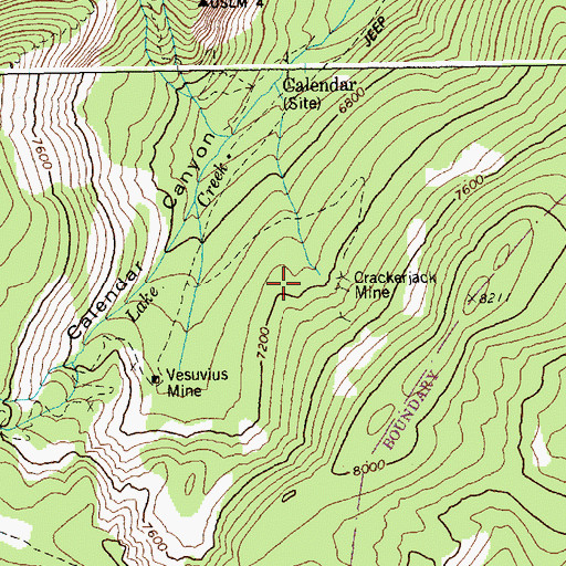 Topographic Map of Crackerjack Mine, ID