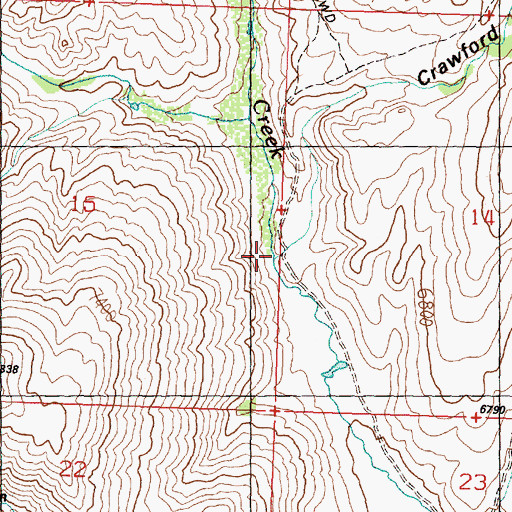 Topographic Map of Crawford Canyon, ID