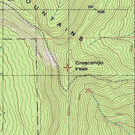 Topographic Map of Crescendo Peak, ID