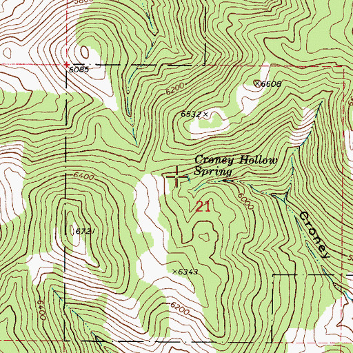 Topographic Map of Croney Hollow Spring, ID