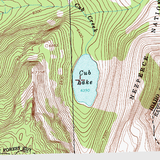 Topographic Map of Cub Lake, ID
