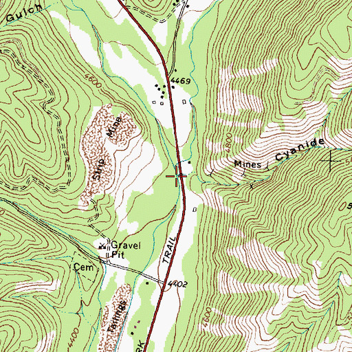 Topographic Map of Cyanide Gulch, ID