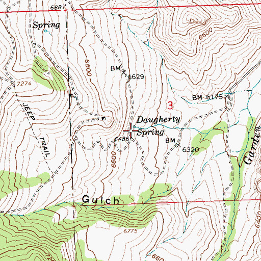 Topographic Map of Daugherty Spring, ID