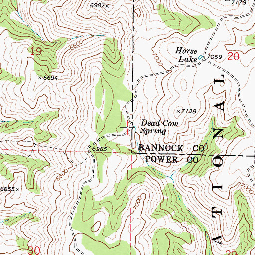 Topographic Map of Dead Cow Spring, ID