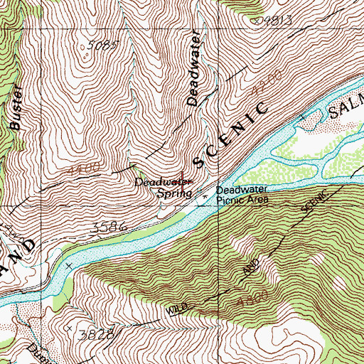 Topographic Map of Deadwater Gulch, ID