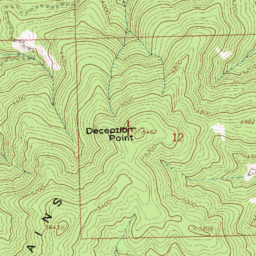 Topographic Map of Deception Point, ID