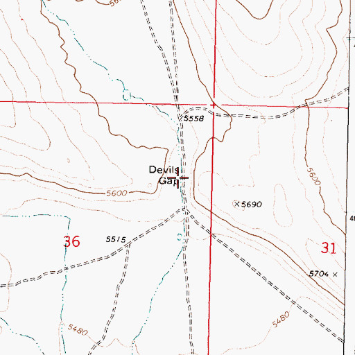 Topographic Map of Devils Gap, ID