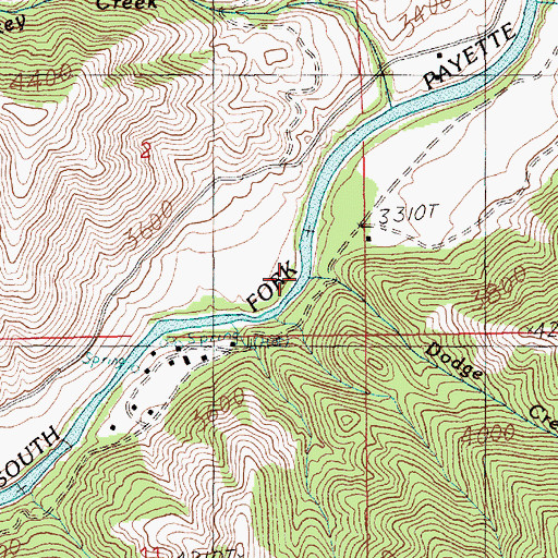 Topographic Map of Dodge Creek, ID