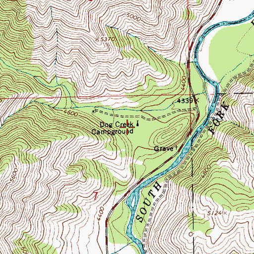 Topographic Map of Dog Creek Campground, ID