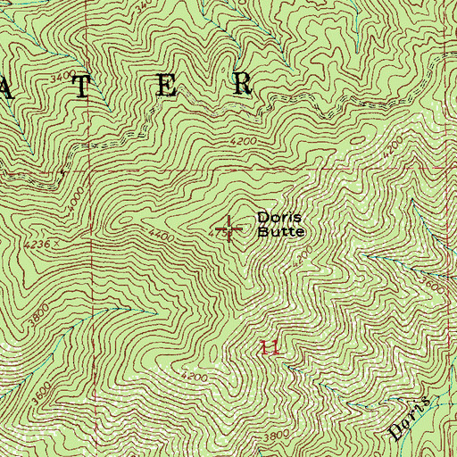 Topographic Map of Doris Butte, ID