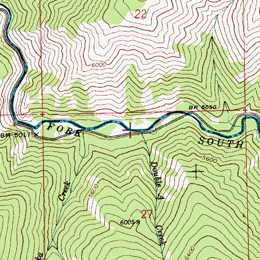 Topographic Map of Double A Creek, ID