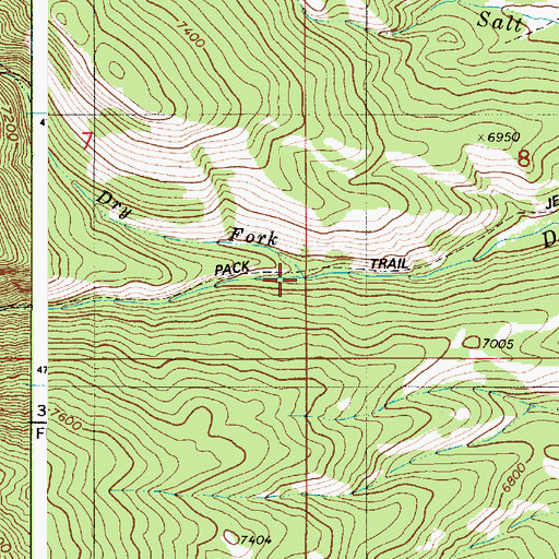 Topographic Map of Dry Fork Draney Creek, ID