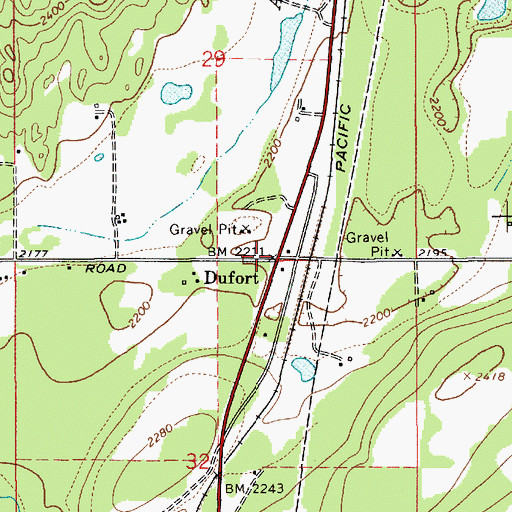 Topographic Map of Dufort, ID