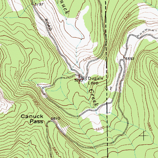 Topographic Map of Dugals Loop, ID