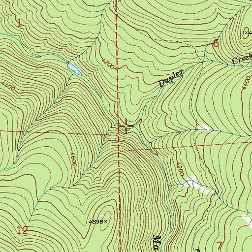 Topographic Map of Duplex Creek, ID