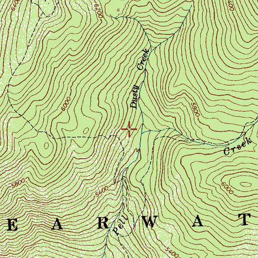 Topographic Map of Dusty Creek, ID