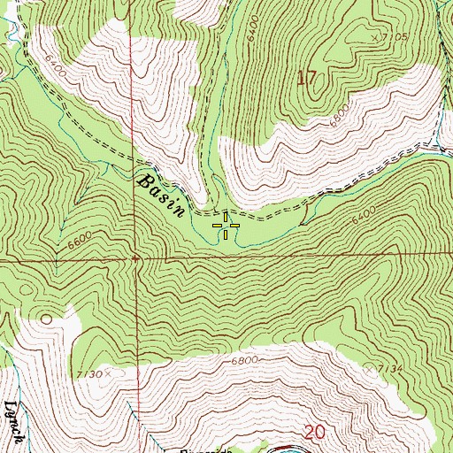 Topographic Map of East Basin Creek, ID