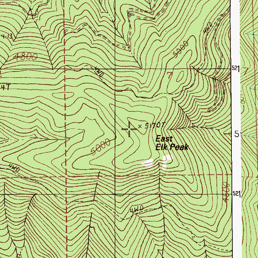 Topographic Map of East Elk Peak, ID