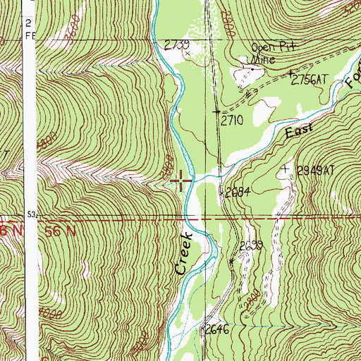 Topographic Map of East Fork Creek, ID