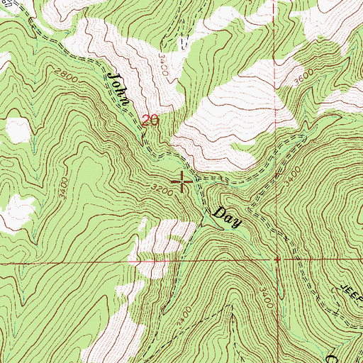 Topographic Map of East Fork John Day Creek, ID