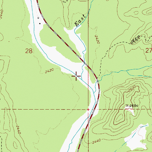 Topographic Map of East Fork Moores Creek, ID