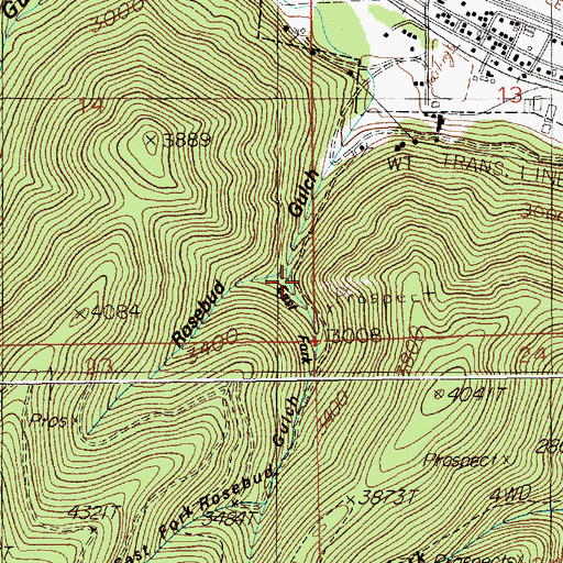 Topographic Map of East Fork Rosebud Gulch, ID