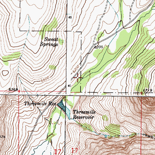 Topographic Map of East Threemile Creek, ID