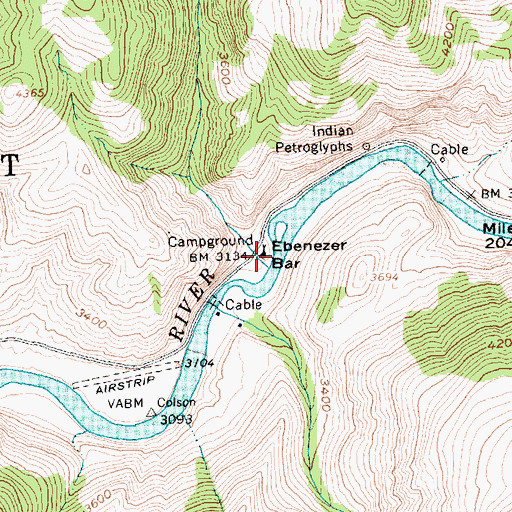 Topographic Map of Ebenezer Bar, ID