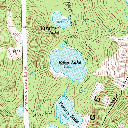 Topographic Map of Edna Lake, ID