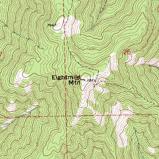 Topographic Map of Eightmile Mountain, ID