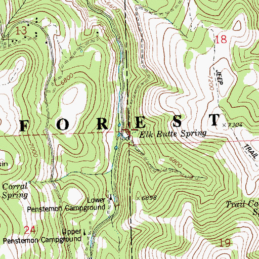 Topographic Map of Elk Butte Spring, ID