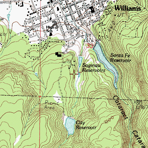 Topographic Map of Upper Saginaw Reservoir, AZ
