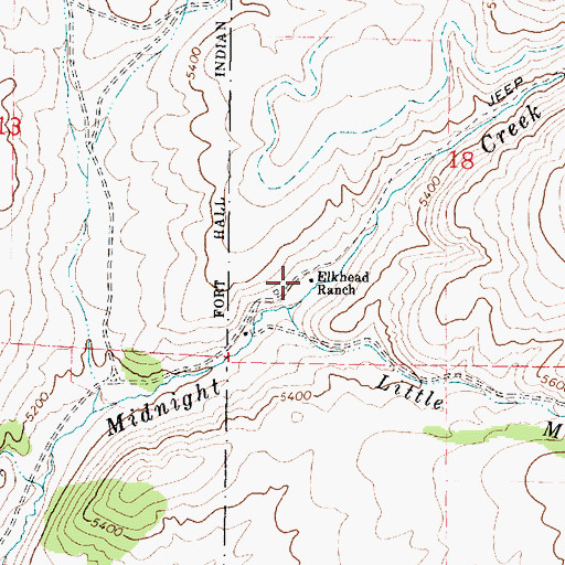 Topographic Map of Elkhead Ranch, ID