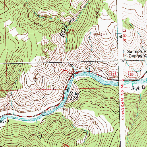 Topographic Map of Elkhorn Creek, ID