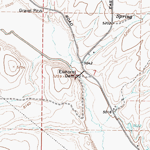 Topographic Map of Elkhorn Dam, ID