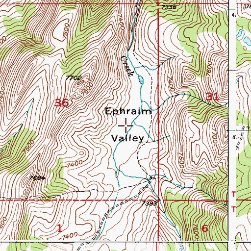 Topographic Map of Ephraim Valley, ID