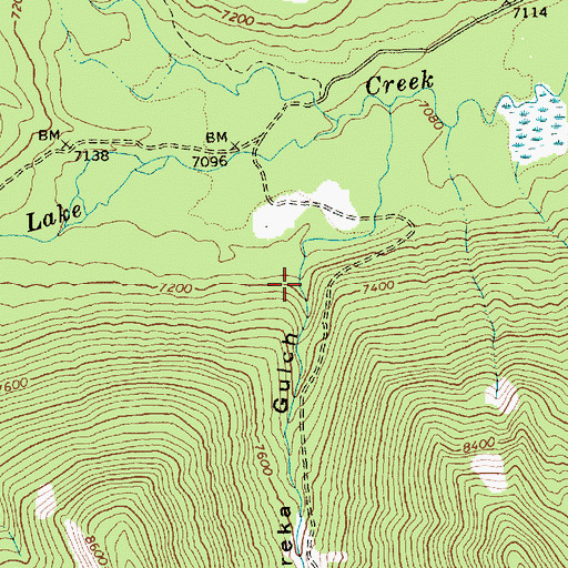Topographic Map of Eureka Gulch, ID