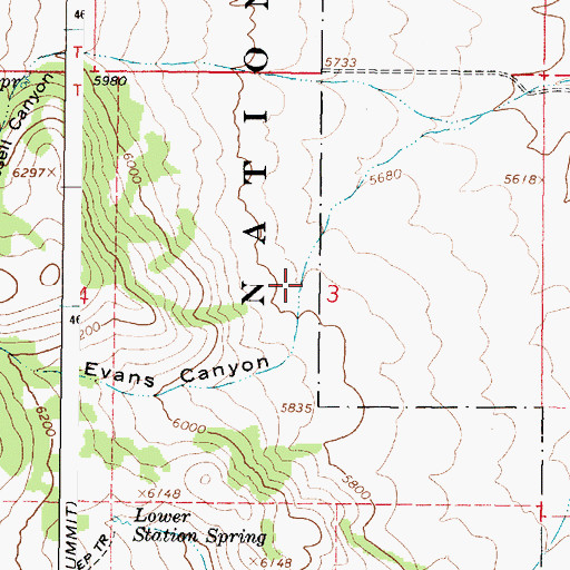 Topographic Map of Evans Canyon, ID