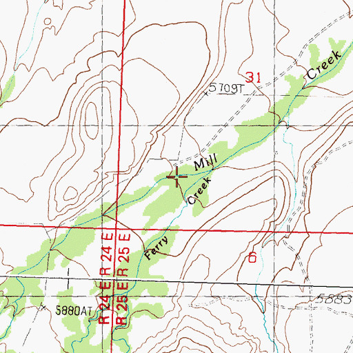 Topographic Map of Ferry Creek, ID