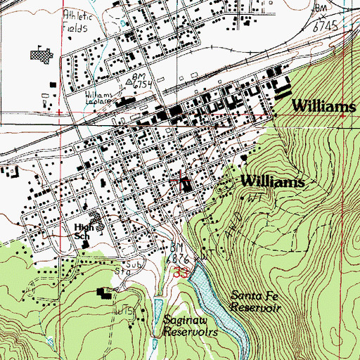 Topographic Map of Williams Grade School, AZ