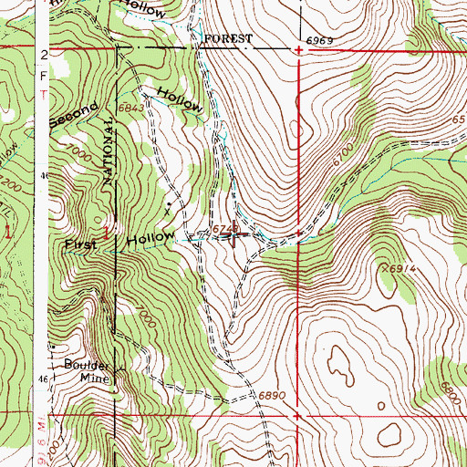 Topographic Map of First Hollow, ID